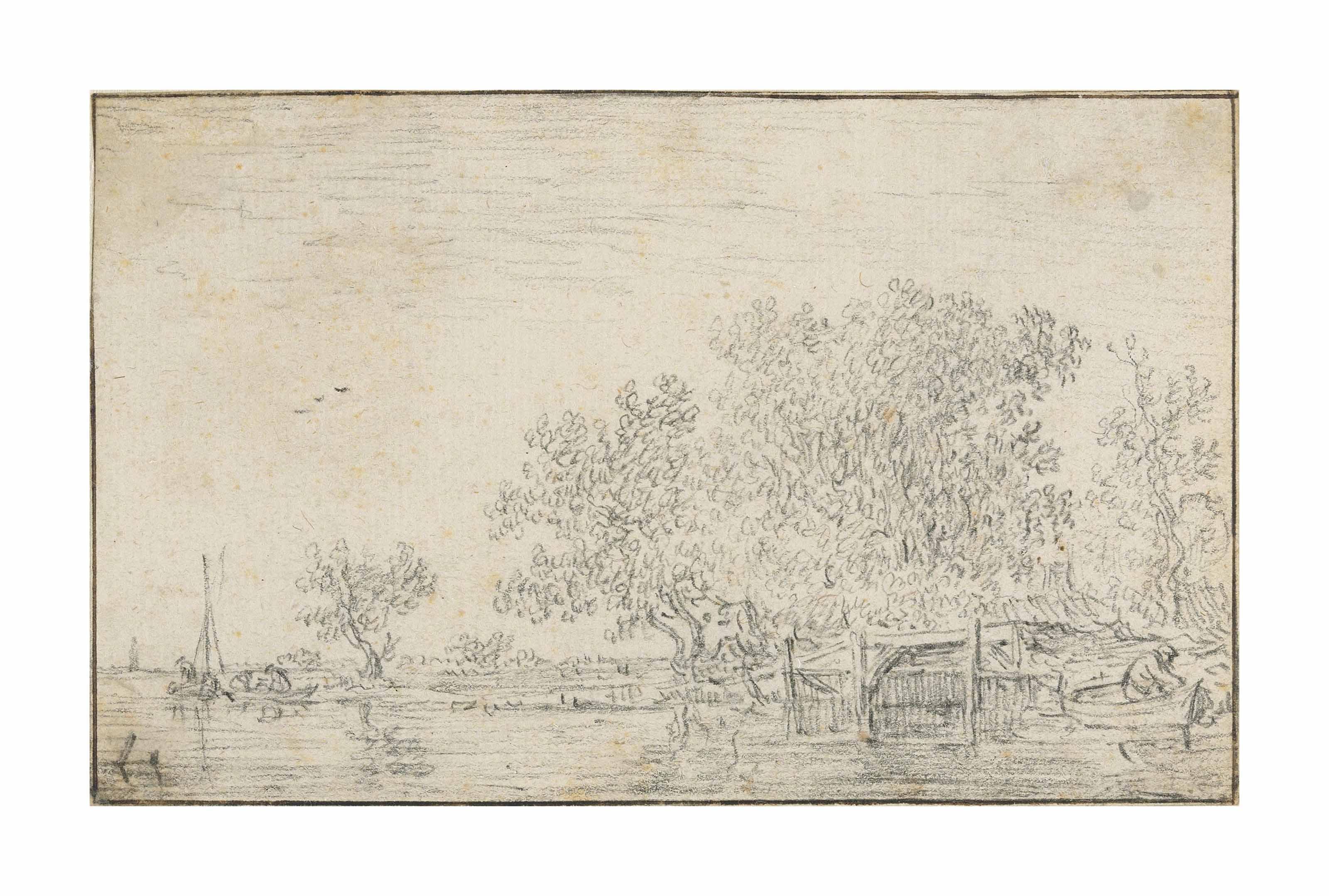 Anthonie Waterloo - A River Landscape With Fishermen In Boats