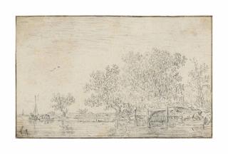 Anthonie Waterloo - A River Landscape With Fishermen In Boats