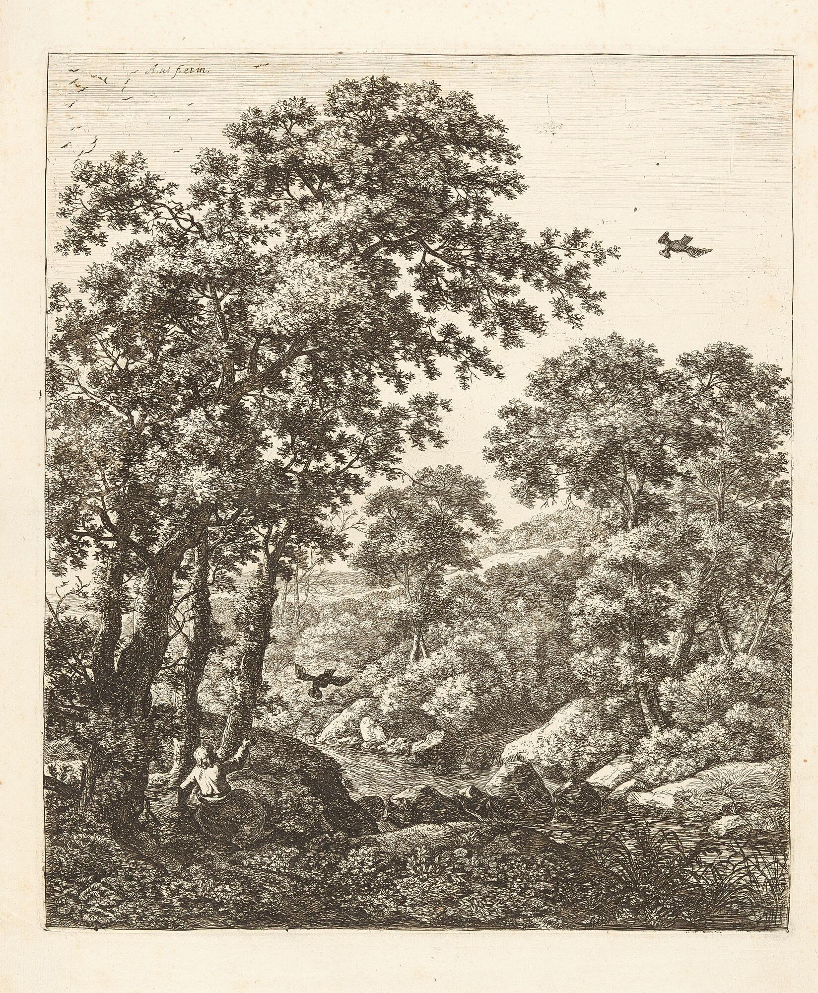 Anthonie Waterloo - Folge von 6 Bll.: Große hochformatige Landschaften mit