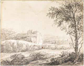 Anthonie Waterloo - Landscape With Trees, A Village In The Distance