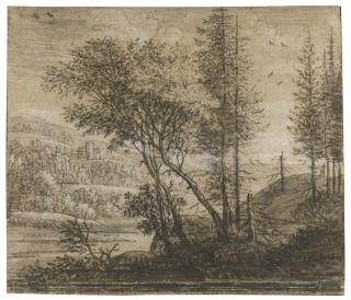 Anthonie Waterloo - Landscape With Trees By A River