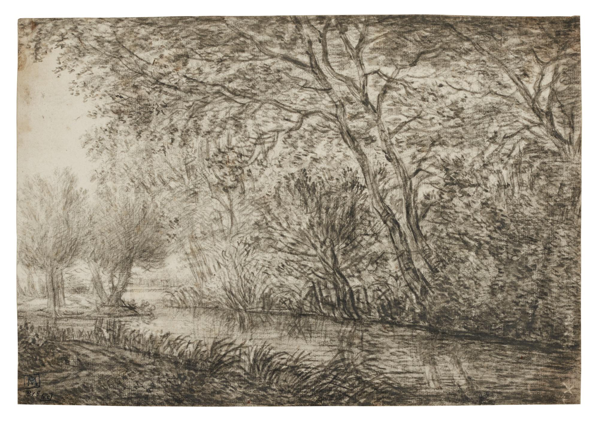 Anthonie Waterloo - Landscape With Trees By A River