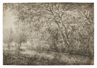 Anthonie Waterloo - Landscape With Trees By A River