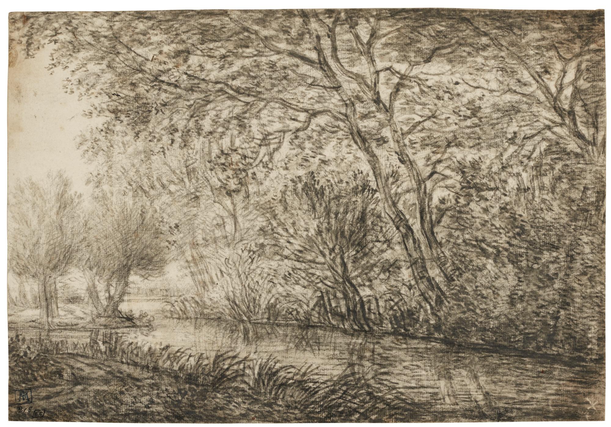 Anthonie Waterloo - Landscape With Trees By A River