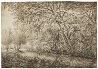Anthonie Waterloo - Landscape With Trees By A River