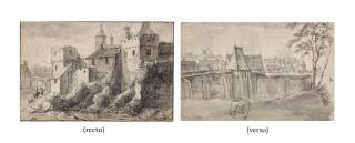 Anthonie Waterloo - The Winsertor on the Messberg, Hamburg ( recto ); View of the city walls of Hamburg ( verso )