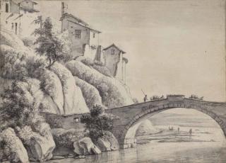 Anthonie Waterloo - View of the bridge at Francheville near Lyon