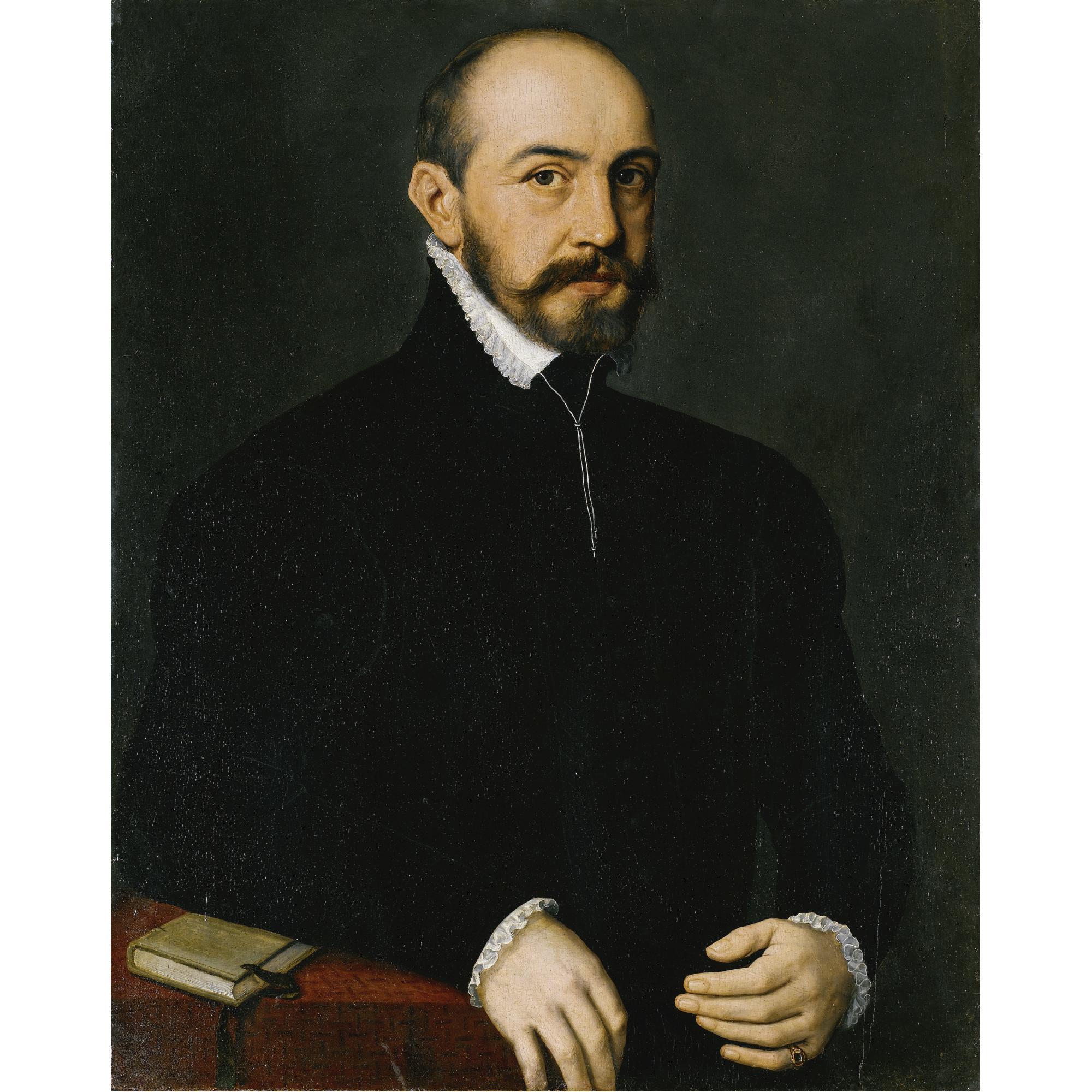 Anthonis Mor - Portrait Of A Gentleman, Half-Length, Wearing A Black Suit