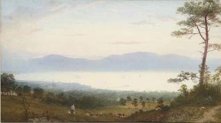 Anthony Carey Stannus - Sunset over an extensive inlet