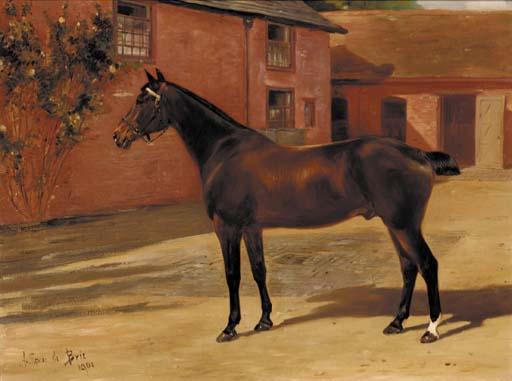 Anthony de Bree - A bay hunter in a stable yard