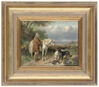 Anthony de Bree - A gamekeeper with the day\'s bag; and A gamekeeper resting on the moors