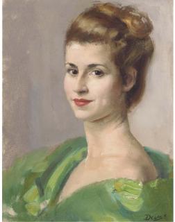 Anthony Devas, A.R.A. - Portrait of An Italian Model In Green
