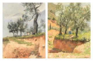 Anthony Devas - A Pair of Mediterranean Hillside Scenes