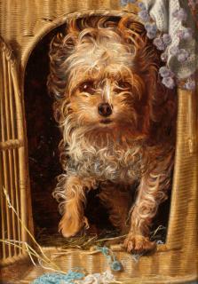 Anthony Frederick Augustus Sandys - Darby In His Basket Kennel