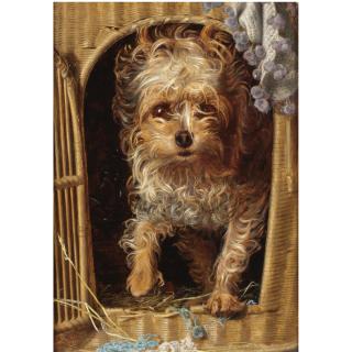 Anthony Frederick Augustus Sandys - Darby In His Basket Kennel