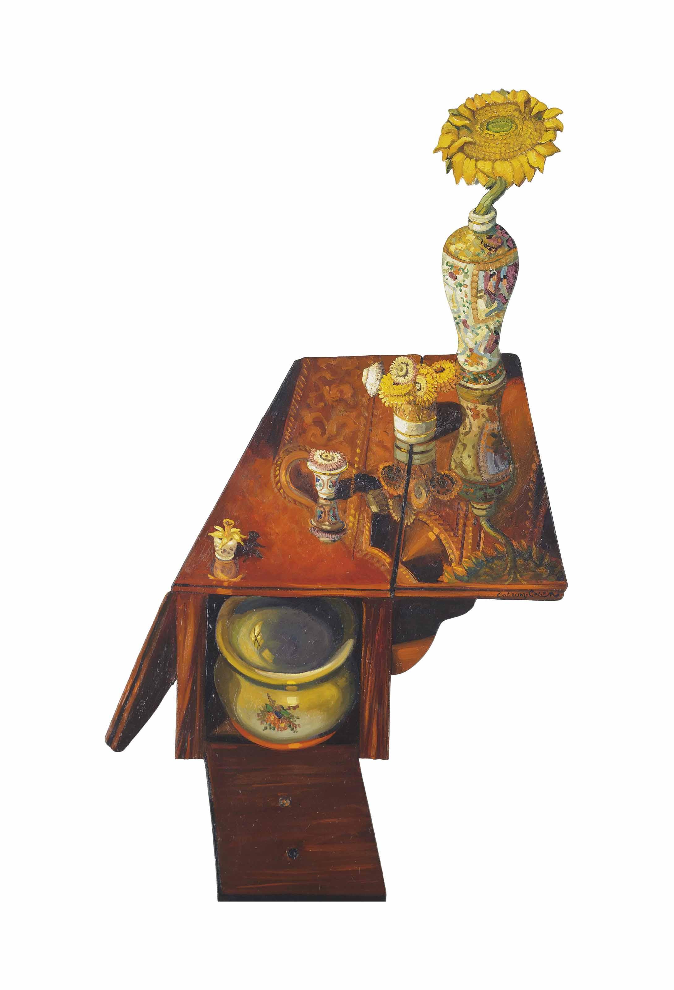 Anthony Green, R.A. - Ada Green\'S Bedside Table And Sunflower