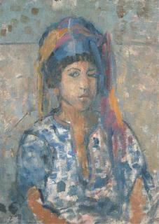 Anthony Gross - Girl In Blue Checked Dress, Algeria