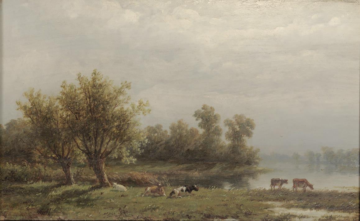Anthony Jacobus van Wijngaerdt - Cattle by a river