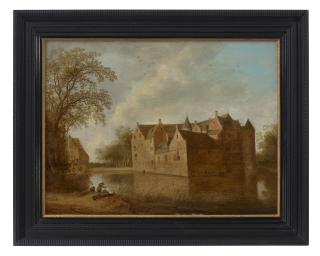 Anthony Jansz. Van Der Croos - Landscape with anglers and the Heerlijkheid Huis ter Heemstede