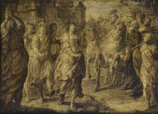 Anthony Sallaert - Le Retour Triomphal De Davidantoine Sallaert ; The Triumphant Return Of David ; Bear An Old Mark On The Reverse ; Oil On Canvas Laid On Panel