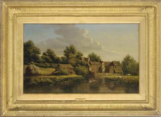 Anthony Sandys - The watermill; and Anglers on a tranquil river