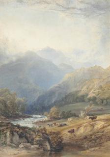 Anthony Vandyke Copley Fielding, P.O.W.S. - Cattle Grazing Beneath Ben Lomond