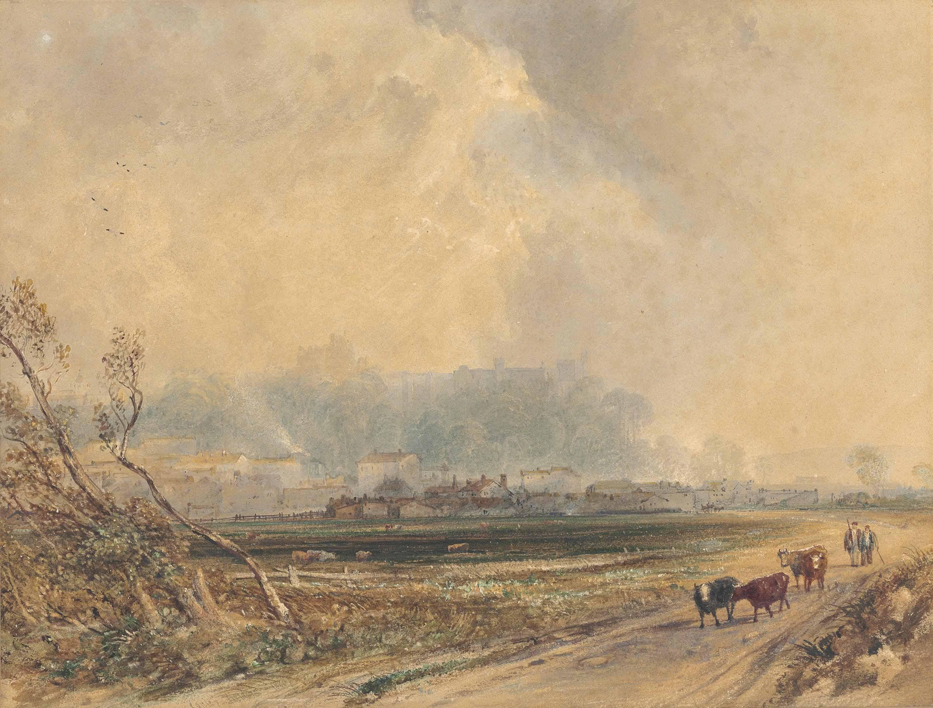 Anthony Vandyke Copley Fielding, P.O.W.S. - Cattle On A Track Near Arundel, Sussex