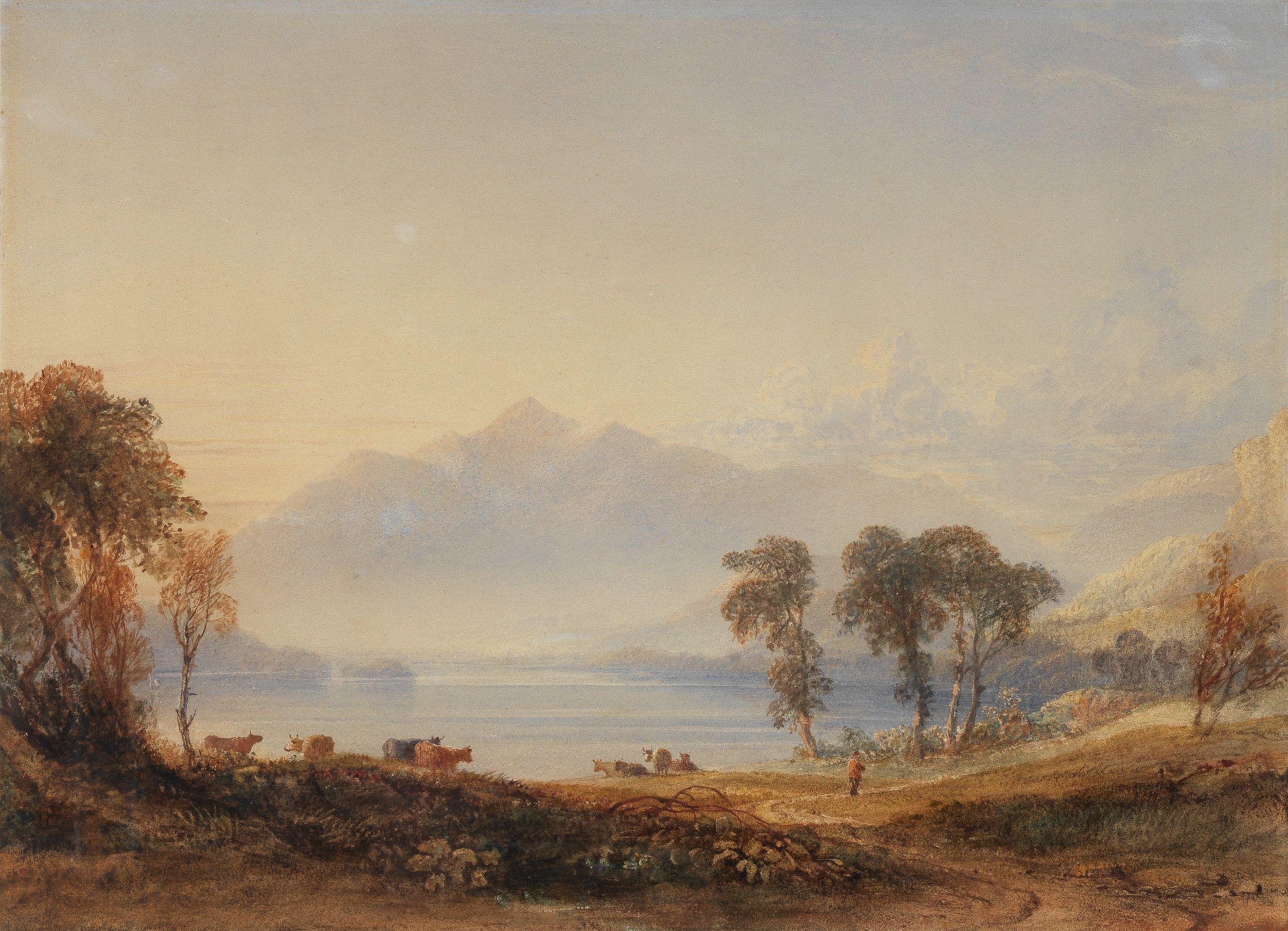 Anthony Vandyke Copley Fielding, P.O.W.S. - Cattle on the shore of Loch Lomond