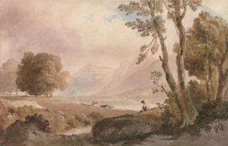 Anthony Vandyke Copley Fielding, P.O.W.S - Cattle watering in the Lake District