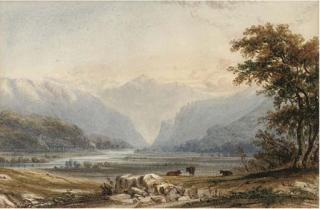 Anthony Vandyke Copley Fielding, P.O.W.S. - Evening, Cattle Grazing By A Lake