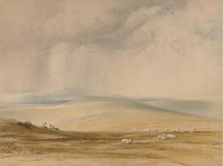 Anthony Vandyke Copley Fielding, P.O.W.S. - Lazing On The Downs, Watching Over The Flock