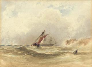 Anthony Vandyke Copley Fielding, P.O.W.S. - Shipping In Rough Seas