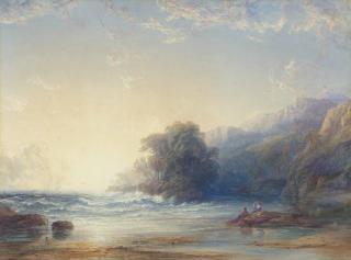 Anthony Vandyke Copley Fielding, P.O.W.S. - Two Women On A Beach Looking Out To Sea