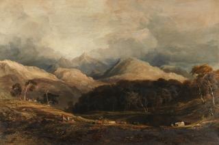Anthony Vandyke Copley Fielding, P.O.W.S. - View from Pont Aberglaslyn looking west towards Moel Hebog and the Aberglaslyn woods, Caernarvanshire, North Wales