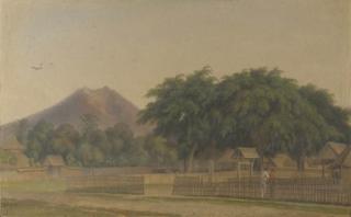 Antoine A. J. Payen - The market place of Banyuwangi, East Java, with the Idjen Mountains beyond