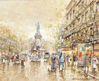Antoine Blanchard - A Parisian Boulevard