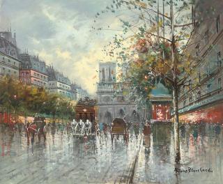 Antoine Blanchard - A view of Notre Dame, a capriccio