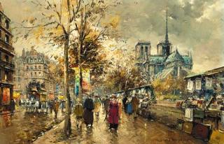 Antoine Blanchard - Boulevard by the Seine, Paris