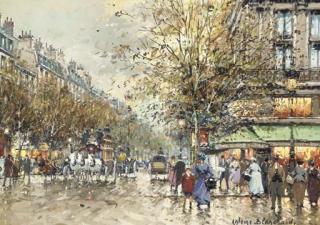Antoine Blanchard - Boulevard Des Capucines & Café de La Paix