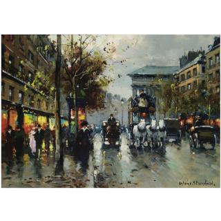 Antoine Blanchard - French Boulevard De La Madeleine Sur La Neige.