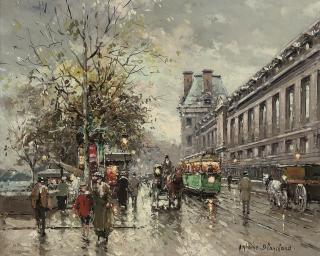 Antoine Blanchard - On the banks of the Seine, Paris