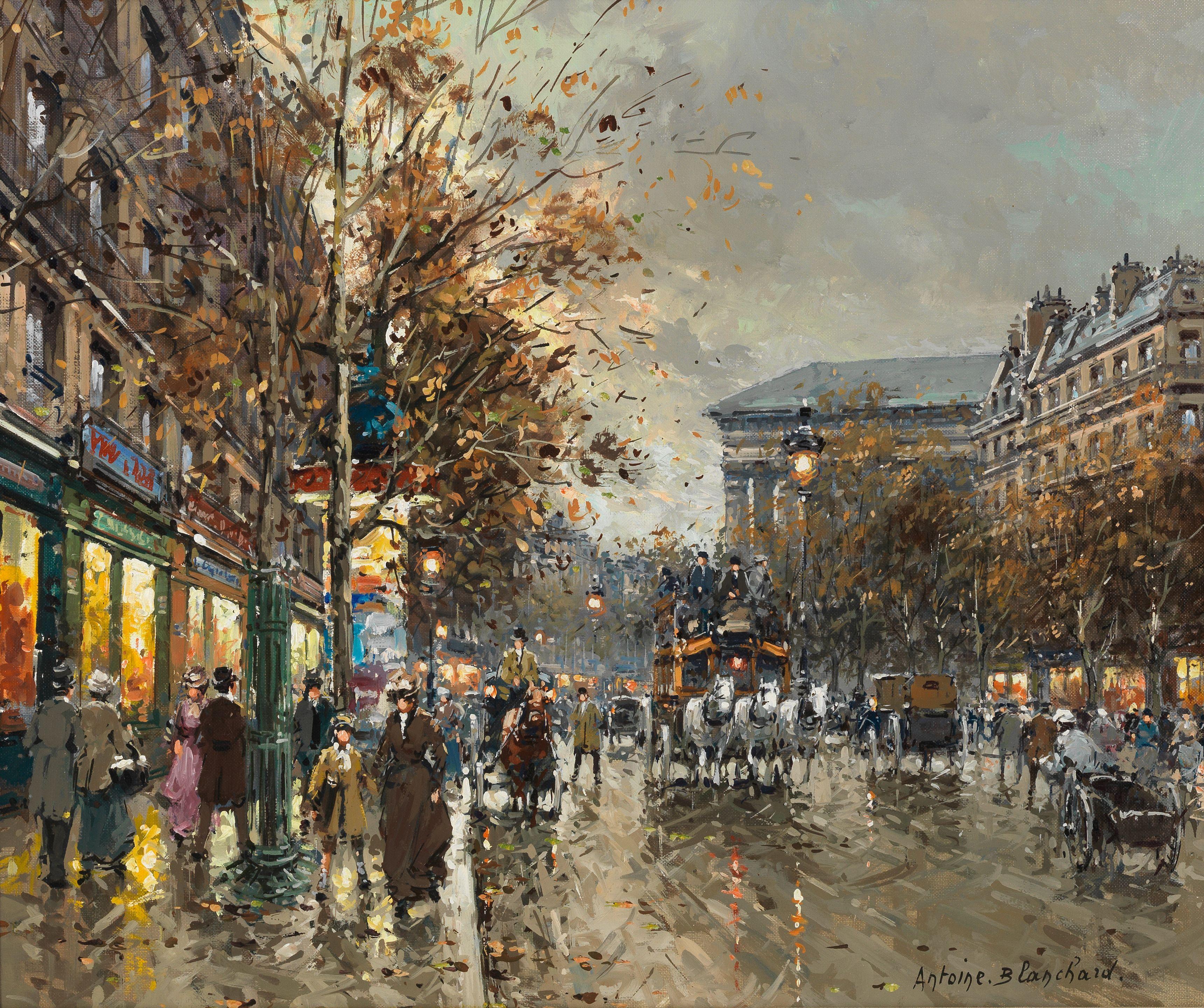 Antoine Blanchard - \'Paris, Boulevard Madeleine\'