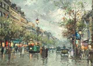 Antoine Blanchard - Parisian Street Scene