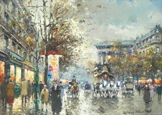 Antoine Blanchard - Parisian street scene