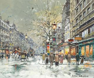 Antoine Blanchard - Scène De Rue En Hiver