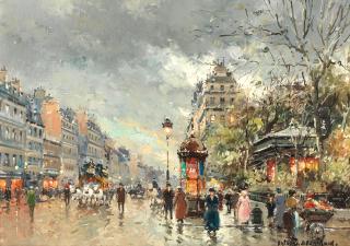 Antoine Blanchard - \'Square Montholon, rue Lafayette, Paris\'