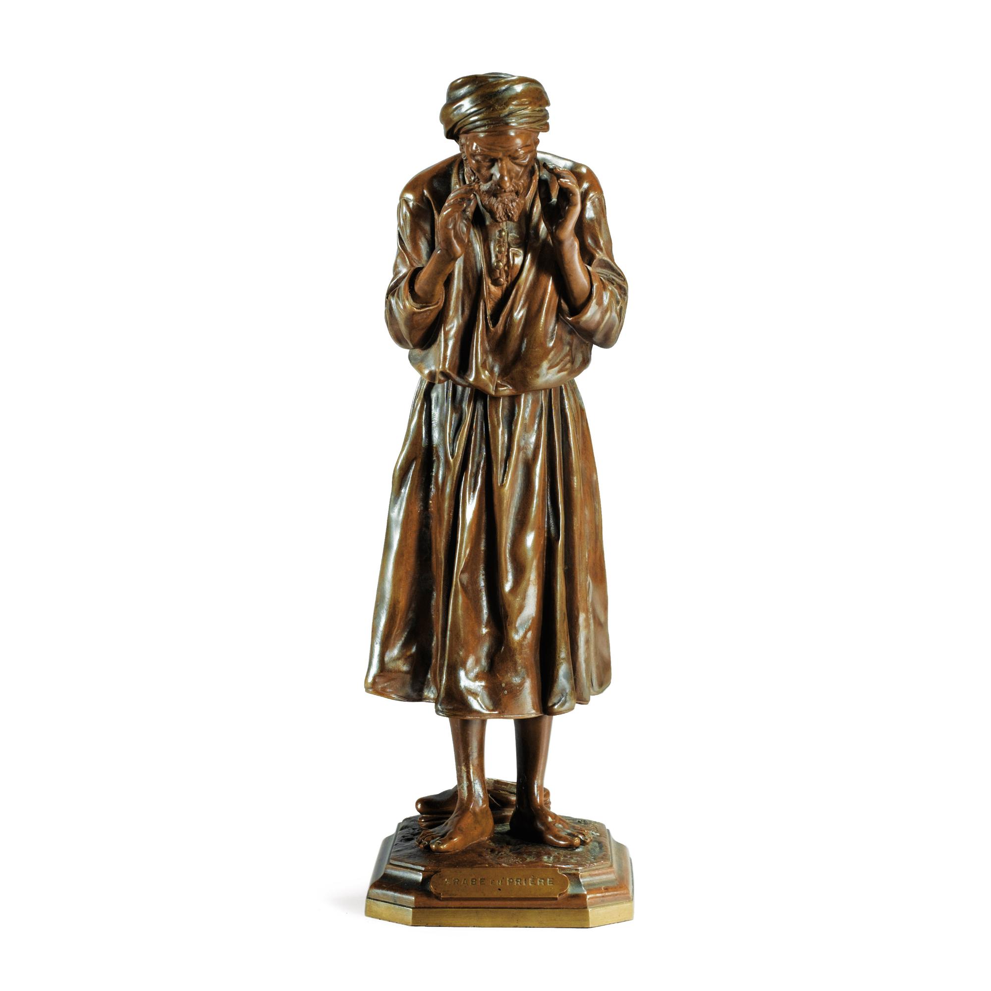 Antoine Bofill - La Prièrea Spanish, Circa 1905, Polychrome Bronze Group Of An Arabian Praying