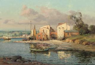 Antoine Bouvard - A fishing village thought to be near Martigues, France