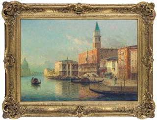 Antoine Bouvard - A gondolier before the entrance of the Grand Canal, Venice