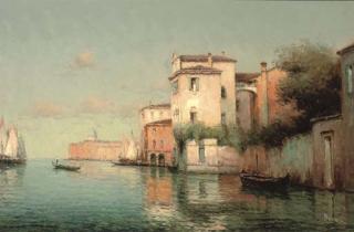Antoine Bouvard - A gondolier on a Venetian backwater